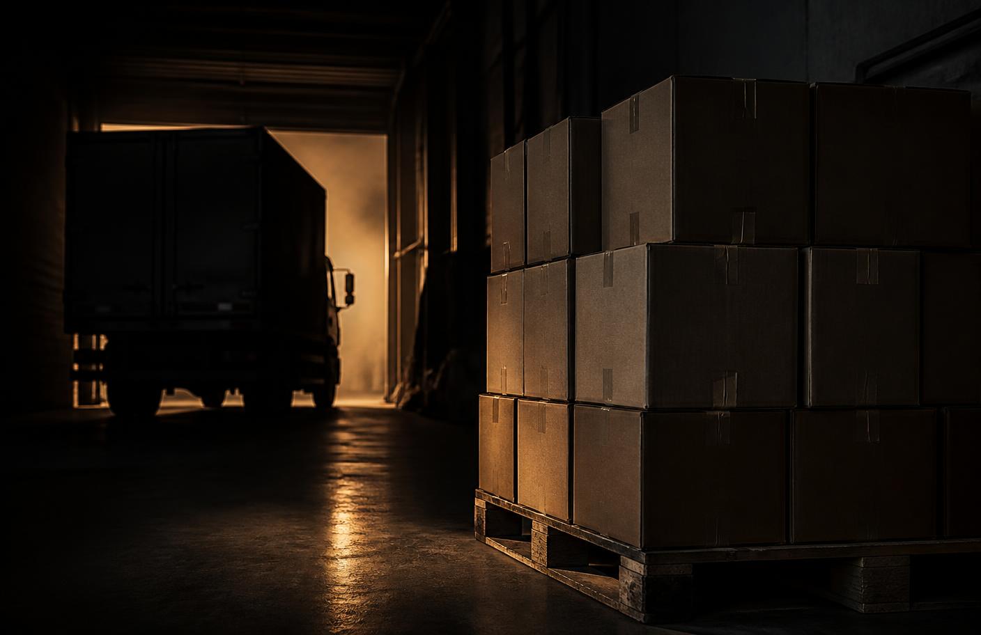 Galpão de expedição da Body Burn Distribuidora com caixas em pallets